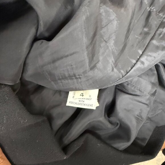 Vintage Oscar De La Renta  Black Satin Bow Long Sleeve Cocktail Dress Size 4 - Picture 6 of 7